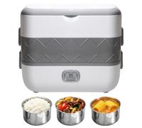 Générique Electric Heated Lunch Box - Steam Food Warmer | Stainless Steel | 200W Fast Heating, Portable Plug-in Thermal Container, ABS Shell, 1500g Heavy Duty, For Office Desk, School & Travel