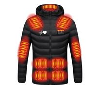 Générique Électrique Blouson Chauffant Homme et Femme Imprimé Veste Chauffante USB 26 Zones Chauffantes 4 Niveaux de Température Manteau Doudoune Chauffant à Capuche pour Hiver et Moto
