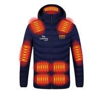 Générique Électrique Blouson Chauffant Homme et Femme Imprimé Veste Chauffante USB 26 Zones Chauffantes 4 Niveaux de Température Manteau Doudoune Chauffant à Capuche pour Hiver et Moto