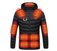Générique Électrique Blouson Chauffant Homme et Femme Imprimé Veste Chauffante USB 26 Zones Chauffantes 4 Niveaux de Température Manteau Doudoune Chauffant à Capuche pour Hiver et Moto