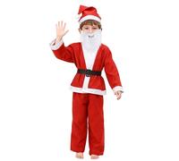 Générique Élégant complet Père Noël barbe ceinture de luxe avec chapeau tenue officielle cour pour cosplay festif parfait aux célébrations hivernales et soirées déguisées en famille (Red, 8-9 Years)