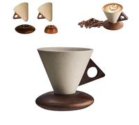 Générique Elegant Conical Coffee Cup with Wooden Base, Creative Cone coffee cup set, Triangle Handle Design for home, restaurant, party and office use (B#250ml)