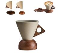 Générique Elegant Conical Coffee Cup with Wooden Base, Creative Cone coffee cup set, Triangle Handle Design for home, restaurant, party and office use (A#150ml)