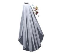 Générique Elegant Crystal & Pearl Edge Wedding Veil for Brides - Soft Tulle One-Tier Bridal Accessory with Metal Comb