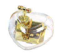 Générique Elegant Heart Music Box - Acrylic Gold-Plated Ornament | Wind Up Musical Figurine with Bow, Transparent Home Decor, Romantic Gift for Christmas Birthday, Artistic Keepsake for Music Lovers