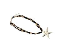 Générique Élégant imprimé léopard écharpe étoile amour collier alliage cou bijoux pièce pendentif de cou pour fête quotidienne alliage imprimé léopard écharpe étoile amour collier