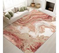Générique Élégant Luxe Abstrait Chaud Rouge Beige Carpette 120 x 160 cm, Décoration D'Intérieur, Tapis Marbre pour Le Salon et la Chambre Tapis Lavable Et Antidérapant À Poils Ras