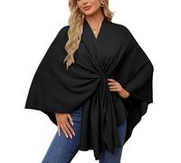 Générique Elegant Shawl Wraps Soft Open Front Poncho Sweater, Elegant Shawl Wraps Soft Open Front Poncho Sweater for Spring Fall Winter (black)