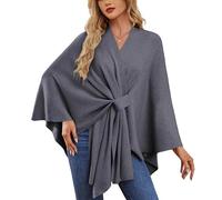 Générique Elegant Shawl Wraps Soft Open Front Poncho Sweater, Elegant Shawl Wraps Soft Open Front Poncho Sweater for Spring Fall Winter (gery)