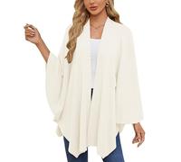 Générique Elegant Shawl Wraps Soft Open Front Poncho Sweater, for Spring Fall Winter, Cross Front Poncho Shawl Cape for Holiday Travel (Cream white)
