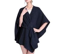 Générique Elegant Shawl Wraps Soft Open Front Poncho Sweater, Womens Fall Winter Knit Poncho Cape Warm Shawl Wraps for Evening (Navy Blue,Taille unique)