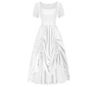 Générique élégante en Dentelle à Manches Courtes ornée détails Charmeuse idéale Tenue décontractée Jour Coupe pour Femme Parfaite Quotidien Bureau ou Vacances Style Anglaise (White, XL)