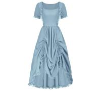 Générique élégante en Dentelle à Manches Courtes ornée détails Charmeuse idéale Tenue décontractée Jour Coupe pour Femme Parfaite Quotidien Bureau ou Vacances Style Anglaise (Blue, M)