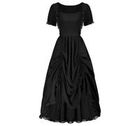 Générique élégante en Dentelle à Manches Courtes ornée détails Charmeuse idéale Tenue décontractée Jour Coupe pour Femme Parfaite Quotidien Bureau ou Vacances Style Anglaise (Black, L)