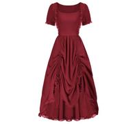 Générique élégante en Dentelle à Manches Courtes ornée détails Charmeuse idéale Tenue décontractée Jour Coupe pour Femme Parfaite Quotidien Bureau ou Vacances Style Anglaise (Red, XL)