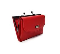 Générique Eléphant d’Or Portefeuille Porte Cartes Crédit Monnaie à Fermoir Et Bouton Pression Femme en Cuir De Vachette Rouge