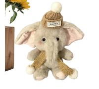 Générique Éléphant en Peluche | Grise de 13 Centimètres avec Un Chapeau et Une Écharpe - Jouet Animal Gris pour | pour Salon Chambre Canapé Lit Décoration Maison et Voiture