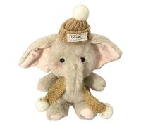 Générique Éléphant en Peluche, Grise de 13 Centimètres avec Un Chapeau et Une Écharpe, Jouets en Forme D'Éléphant Gris, pour Adultes, Décoration pour Salon, Canapé et Lit