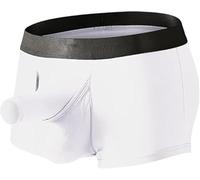 Générique Elephant Nose Ouvert Avant Séparé Culotte Poche Bulge Améliorant Double Poche sous-vêtements Respirant Jambe Courte (Blanc,TTG)