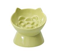 Générique Elevated Cat Bowls, Ceramic Slow Feeder Set, 5.91x5.91x5.12 inches Raised Feeding System with Anti Slip Stand Design, Sturdy Pet Dining Bowl, Comfortable Eating with Modern Style, Home Use