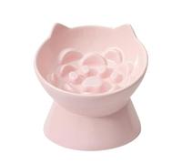 Générique Elevated Cat Bowls, Ceramic Slow Feeder Set, 5.91x5.91x5.12 inches Raised Feeding System with Anti Slip Stand Design, Sturdy Pet Dining Bowl, Comfortable Eating with Modern Style, Home Use