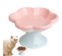Générique Elevated Cat Food Bowl - Flower-Shaped Ceramic Elevated Food and Water Dish, Small Pet Feeding Bowl for Cats, Kittens, and Small Dogs, Fat Faced Cat Friendly Bowls for Home Feeding