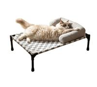 Générique Elevated Dog Bed - Iron Flannel Material 66x45x17cm Removable Portable Pet Cot - Breathable Raised Puppy Rest - for Indoor Outdoor Dogs Under 15kg All Seasons Use
