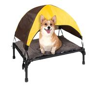 Générique Elevated Dog Bed - Iron Oxford Cloth Pearl Cotton 430x555x570mm | Foldable Pet Cot with Removable Canopy, Portable Durable Outdoor Indoor Bed | Camping Beach Dog Beds with Extra Carry Bag