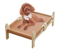 Générique Elevated Dog Bed, Puppy Pet Cot, Breathable Technical Fabric Exterior, Wooden Frame for Airflow and Comfort, Outdoor Indoor Use, 60x36.5x21cm/23.62x14.37x8.27 inches, Brown, 1pc