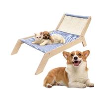 Générique Elevated Pet Hammock, Wooden Cat Scratcher Lounger Beach Chair | Portable Thickened Wooden Frame Swing Chair For Kitten Puppy Small Medium Dogs Cats Small Animals Indoors Outdoors Pat Durabl