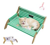 Générique Elevated Wooden Cat Hammock Bed, Large Detachable Breathable Cat Lounger Sleeping Supplies, Modern Stylish Raised Pet Beds Chair Suitable for Cats Puppy Bunny and Small Animal