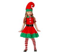Générique Elfe de Noël Costume pour Enfants Déguisement Elfe pour Filles et Garçons Cosplay Vêtements avec Jupe, Ceinture, Chapeau, Chaussettes Tenue Parent-Enfant pour Fête et Carnaval