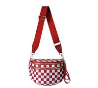 Générique Elysir Crossbody Bag, Black And White Nylon Checkered Crossbody Bum Bag, Spacious Checkered Purse (Red and white)