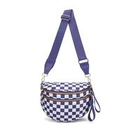 Générique Elysir Crossbody Bag, Black And White Nylon Checkered Crossbody Bum Bag, Spacious Checkered Purse (Purple white)