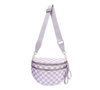 Générique Elysir Crossbody Bag, Black And White Nylon Checkered Crossbody Bum Bag, Spacious Checkered Purse (Light Purple)