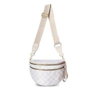 Générique Elysir Crossbody Bag, Black And White Nylon Checkered Crossbody Bum Bag, Spacious Checkered Purse (Bee white)