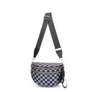 Générique Elysir Crossbody Bag, Black And White Nylon Checkered Crossbody Bum Bag, Spacious Checkered Purse (Dark gray)