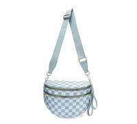 Générique Elysir Crossbody Bag, Black And White Nylon Checkered Crossbody Bum Bag, Spacious Checkered Purse (Light Blue)