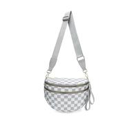 Générique Elysir Crossbody Bag, Black And White Nylon Checkered Crossbody Bum Bag, Spacious Checkered Purse (Grey)