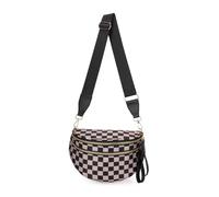 Générique Elysir Crossbody Bag, Black And White Nylon Checkered Crossbody Bum Bag, Spacious Checkered Purse (Rice Black)
