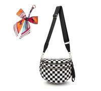 Générique Elysir Crossbody Bag, Elysir Crossbody Bag for Women, Double Pockets With Large Capacity, Adjustable Shoulder Strap (Black and white checkered)