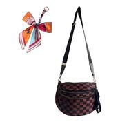 Générique Elysir Crossbody Bag, Elysir Crossbody Bag for Women, Double Pockets With Large Capacity, Adjustable Shoulder Strap (black and orange checkered)