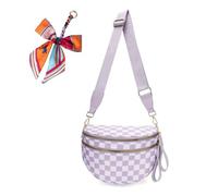 Générique Elysir Crossbody Bag, Elysir Crossbody Bag for Women, Double Pockets With Large Capacity, Adjustable Shoulder Strap (light purple checkered)