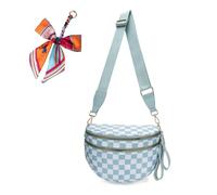 Générique Elysir Crossbody Bag, Elysir Crossbody Bag for Women, Double Pockets With Large Capacity, Adjustable Shoulder Strap (ice blue checkered)