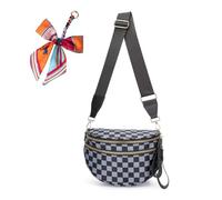 Générique Elysir Crossbody Bag, Elysir Crossbody Bag for Women, Double Pockets With Large Capacity, Adjustable Shoulder Strap (black and gray checkered)