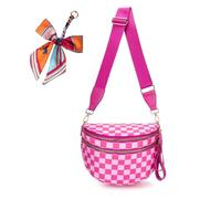 Générique Elysir Crossbody Bag, Elysir Crossbody Bag for Women, Double Pockets With Large Capacity, Adjustable Shoulder Strap (rose red checkered)