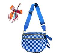 Générique Elysir Crossbody Bag, Elysir Crossbody Bag for Women, Double Pockets With Large Capacity, Adjustable Shoulder Strap (blue and white checkered)