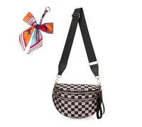 Générique Elysir Crossbody Bag, Elysir Crossbody Bag for Women, Double Pockets With Large Capacity, Adjustable Shoulder Strap (khaki checkered)