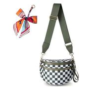 Générique Elysir Crossbody Bag, Elysir Crossbody Bag for Women, Double Pockets With Large Capacity, Adjustable Shoulder Strap (pea green checkered)