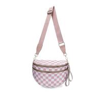Générique Elysir Crossbody Bag, Roomie Bum Bag, Adjustable Shoulder Strap, for Women, Double Pockets With Large Capacity (pink checkered)